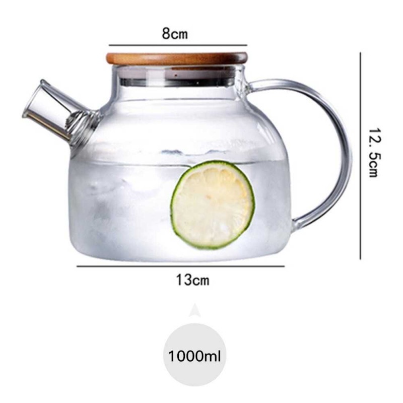 Teko Kaca 1 Liter Pitcher Teh Kopi Teapot Maker Glass Borosilicate