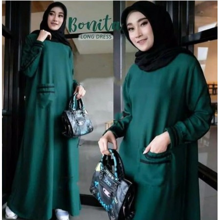Gamis Brokat syari baju lebaran remaja muslim brukat pesta kondangan wanita modern