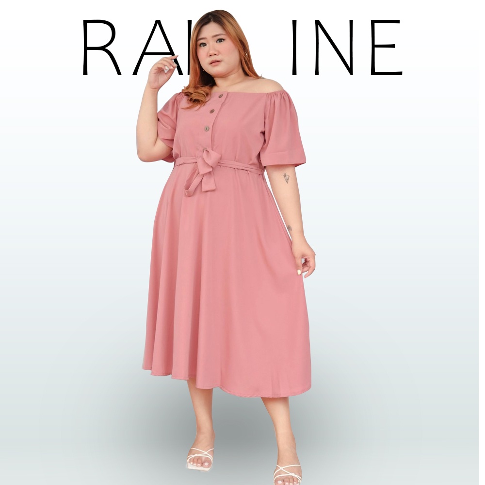 Natal Dress Raline Big Size Dress Midi Gaun Wanita Polos Kasual