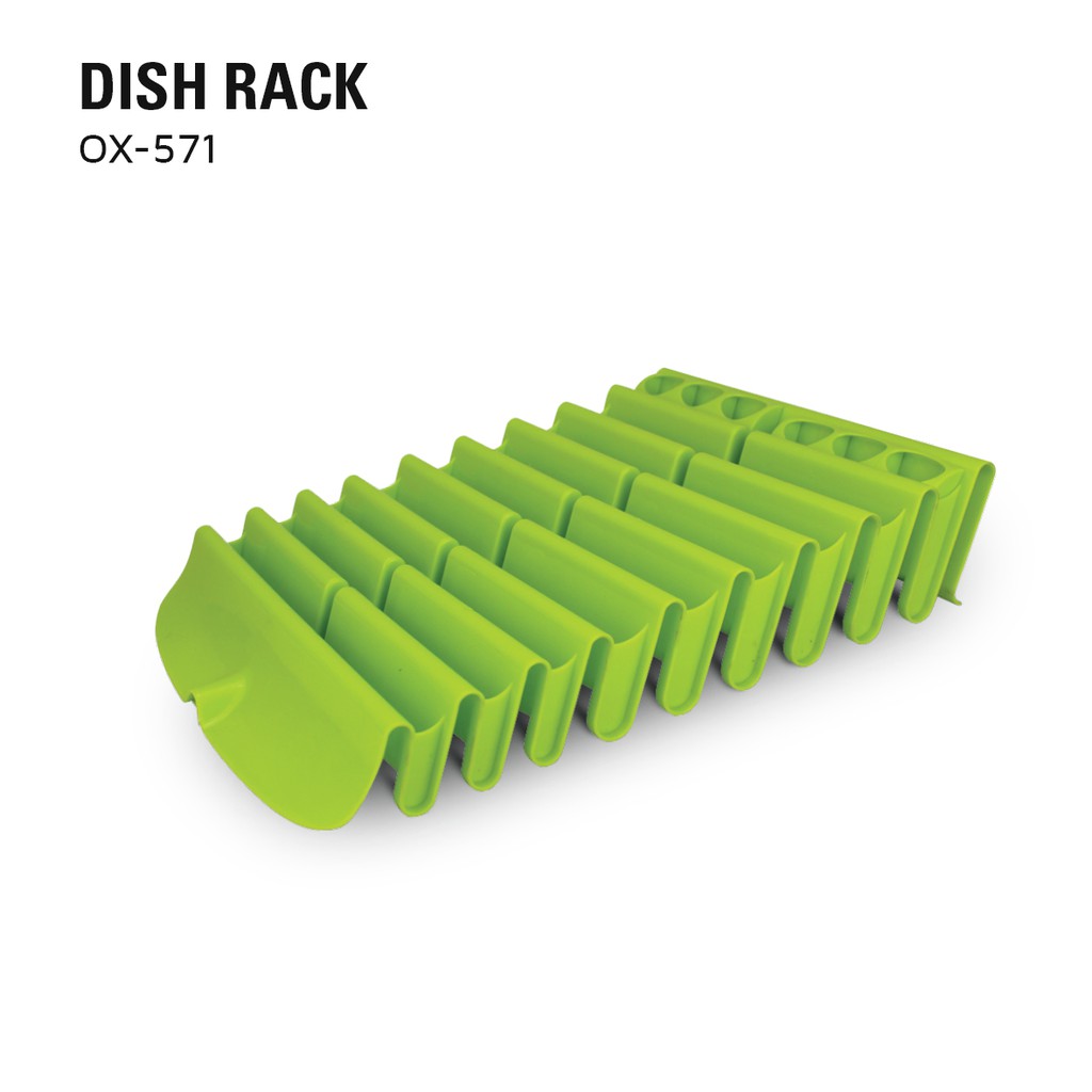 Rak Piring Oxone OX-571 Eco Dish Rack Plastik Hijau 40x30x20cm
