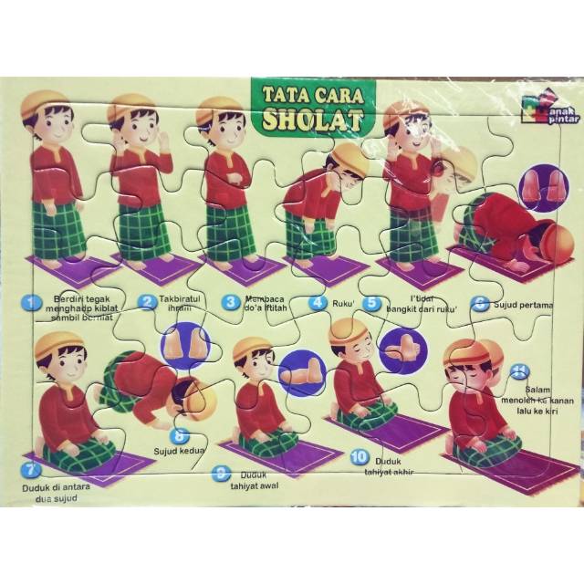 Puzzle Tata Cara Sholat ukuran Kecil Bahan Karton Tebal