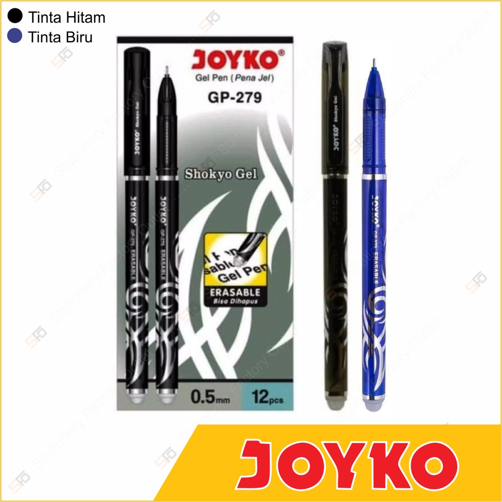 

12 Pcs Pen Gel Erasable Joyko GP 279 - Shokyo Bisa Dihapus - SFO Semarang Official