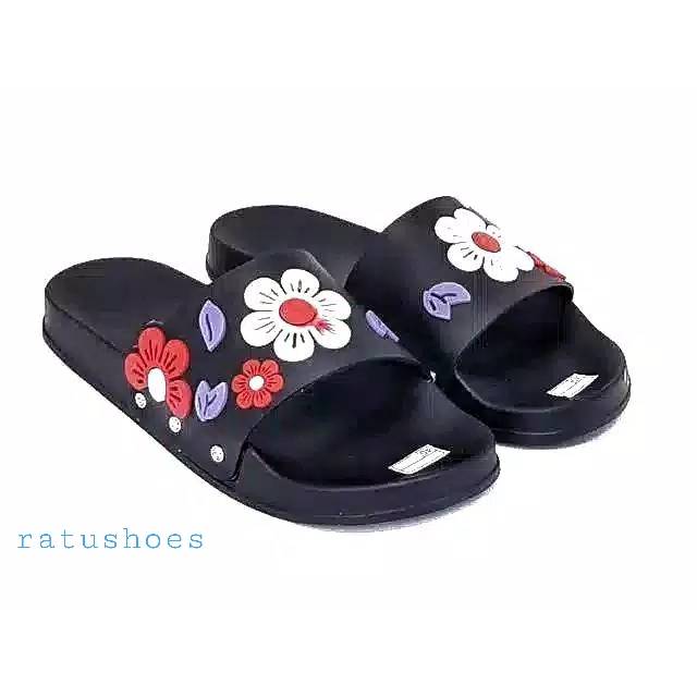 Sandal Wanita Sandal selop Motip Bunga