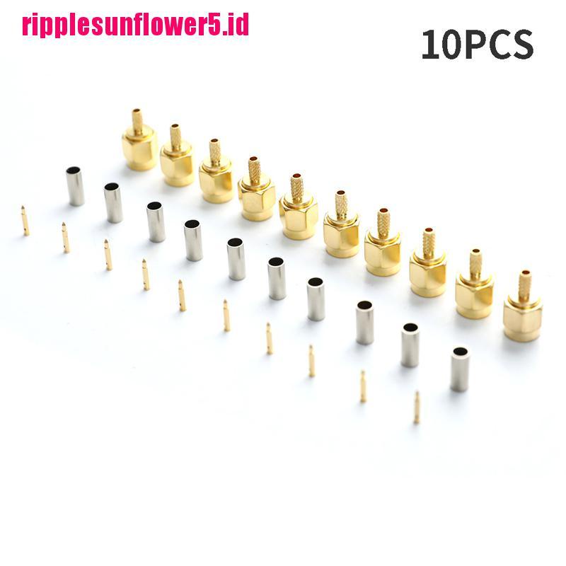 10pcs Kabel Konektor RF Male SMA Male Plug crimp Untuk RG174 RG316 RG178 RG179