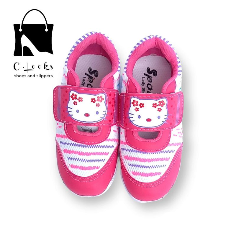 Sporty LB Garis Hello Kitty Sepatu Anak Perempuan Size 26 - 30 Putih Pink