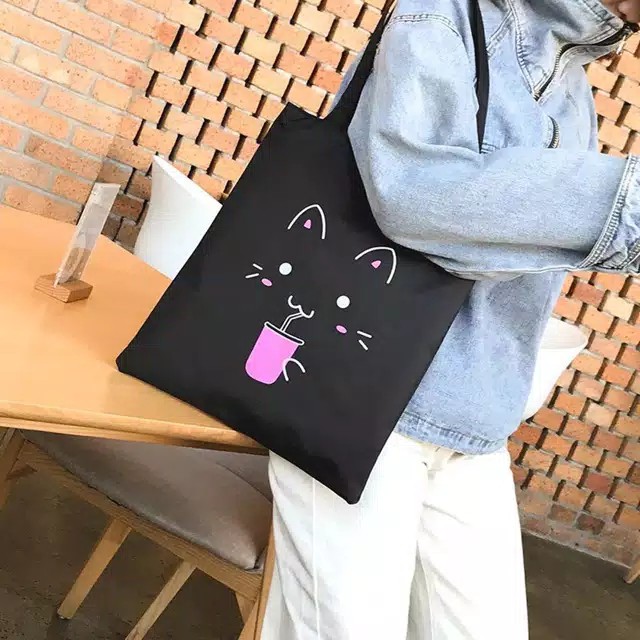 Tote Bag Motif Kucing Lucu