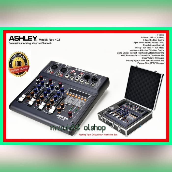 MIXER AUDIO ASHLEY REV402/REV 402 FREE KOPER ORIGINAL GARANSI