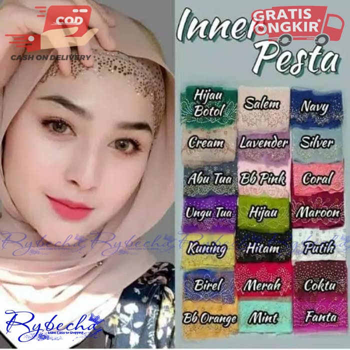 Bandana inner jilbab ciput pesta payet tileu / dalaman hijab tile diamond