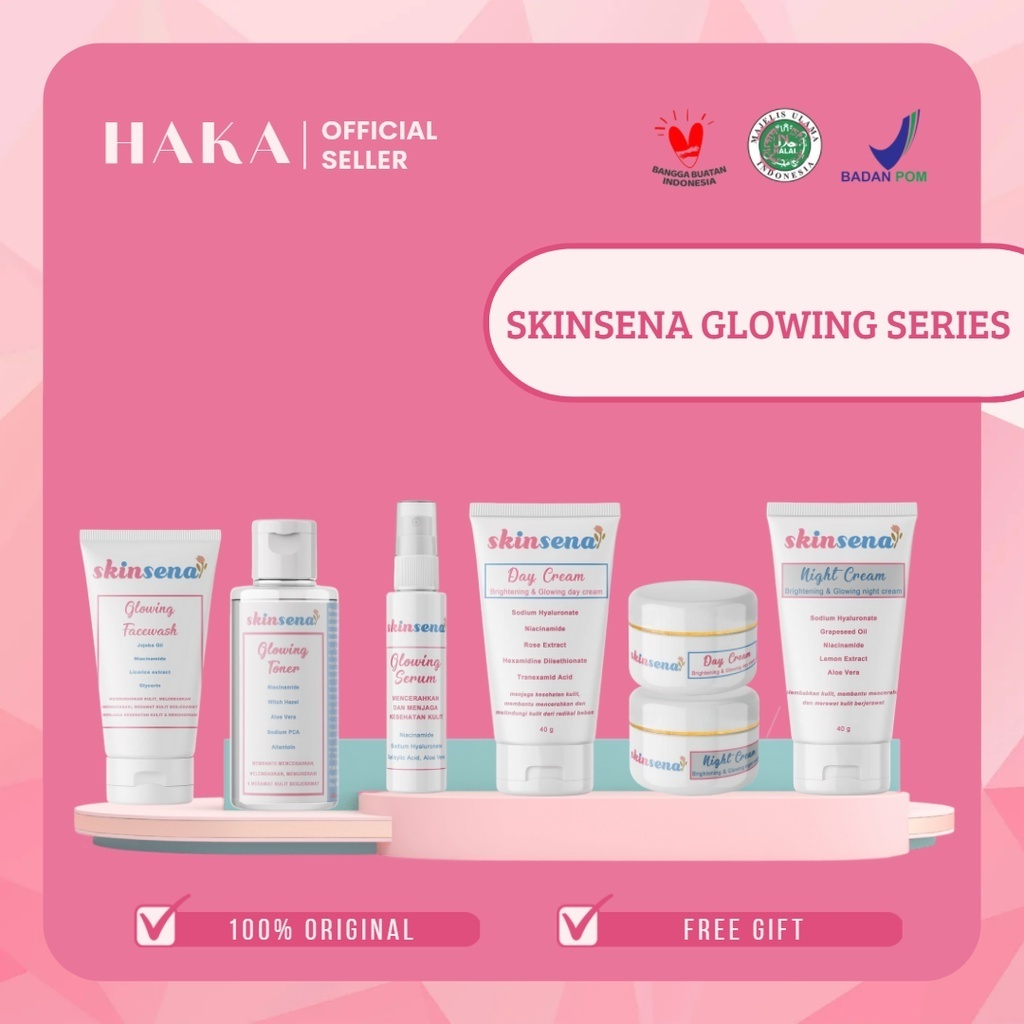 SKINSENA PAKET SKINCARE SET GLOWING PERAWATAN KECANTIKAN PEMULA SERUM FACE WASH FACEWASH FACIAL WASH