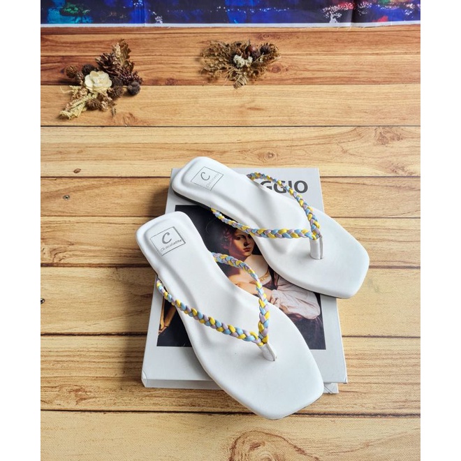 ABBUSHOES Sk 08 flat teflek kepang jepit kombinasi 1cm