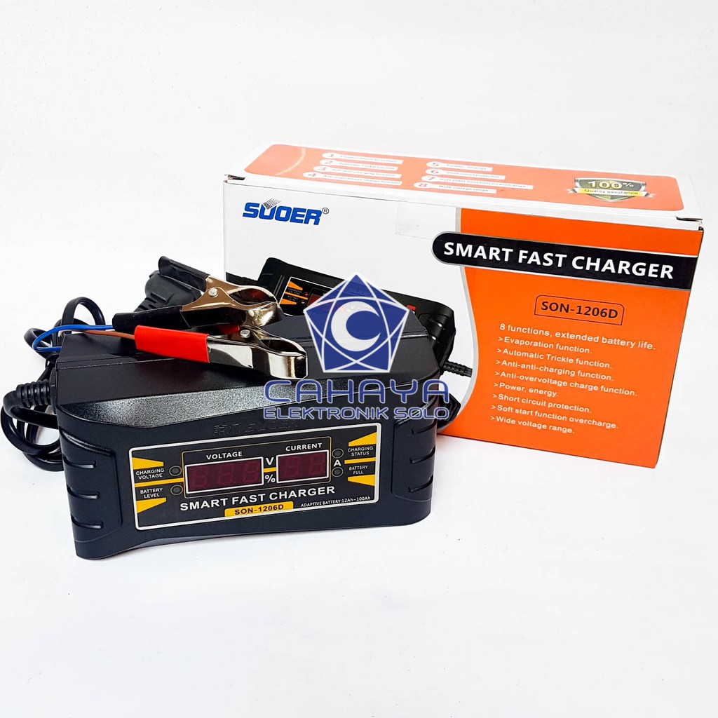 Suoer Charger 6A 12V Aki Mobil Motor Accu Otomatis 12 Volt 6 Ampere
