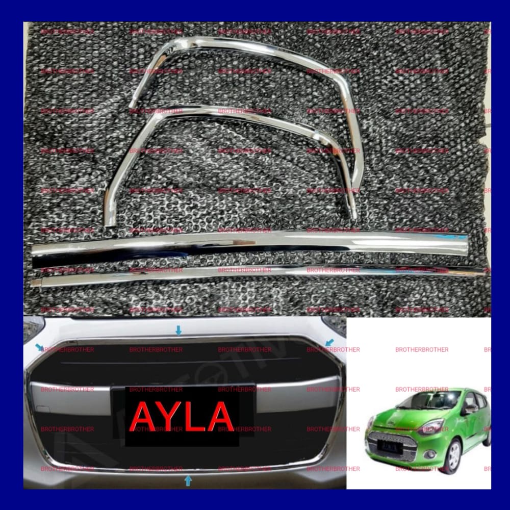 List Grill Bumper Ayla 2013 2016 4 PCS Chrome