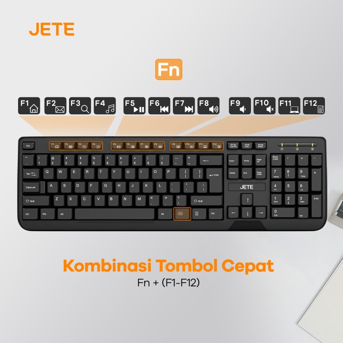 Keyboard USB Laptop Komputer JETE KB1 Silent Key Original Garansi 2 Th