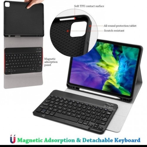 SK-01 Keyboard Case Ipad Pro 11 Inch 2020 2021 2022 M1 Ipad Air 4 10.9 Inch Sarung Plus Keyboard Wireless Bluetooth / Keyboard Leather Case Bundle Cover Ipad sama Keyboard