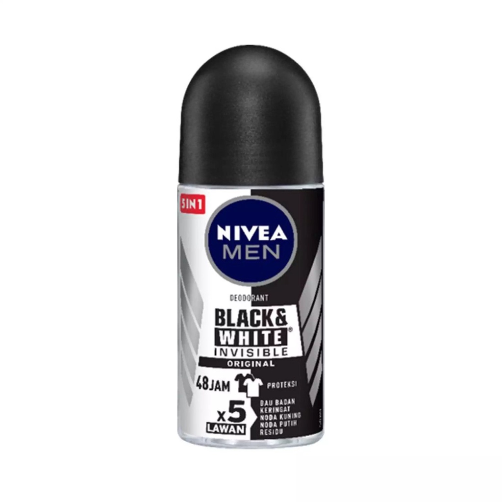 NIVEA MEN Deodorant Invisible Black &amp; White Original Roll-On 25 ml / 50 ml