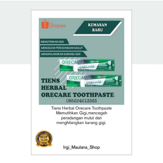 ORECARE TOOTHPASTE Pasta gigi Tiens 100% (ORI)