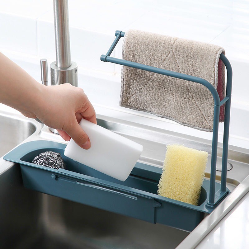 Trend-Rak Penyimpanan Spon Dapur kain lap Rak Wastafel flexible Tanpa Bor Sink Storage rack