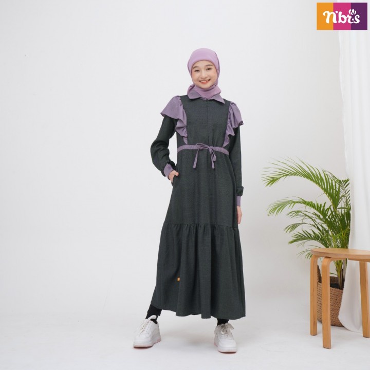 Nibras Midi Dres NT 076 Terbaru 2022 / Fashion Muslim Nibras Kekinian / Gamis Remaja