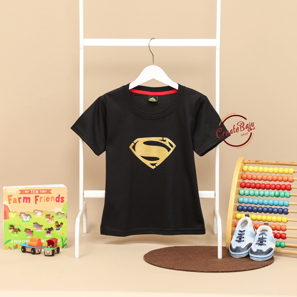 BAJU ATASAN ANAK LAKI SUPERMAN GOLD 1-7 TAHUN KAOS ANAK LAKI SUPERHERO MURAH