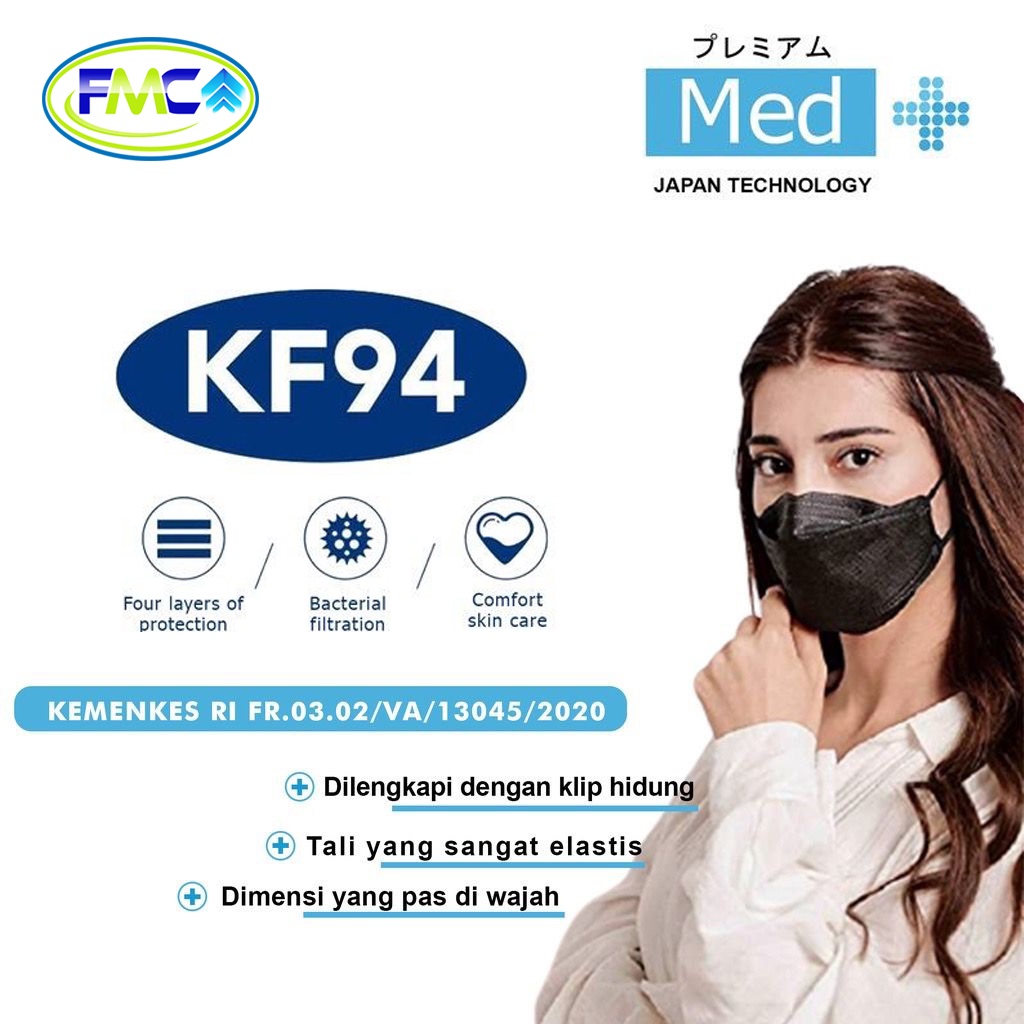 Masker KF94 4 Ply Isi 10 Pcs Premium Masker Korea Kesehatan Warna Import Warna Hitam Putih