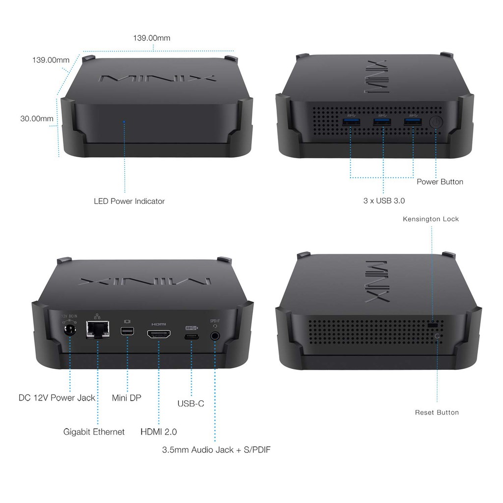 MINIX J50C-4-64 Mini PC- Intel J500C RAM 4GB ROM 64GB - Windows 10 Pro - MINI PC 4GB/64GB Expandable