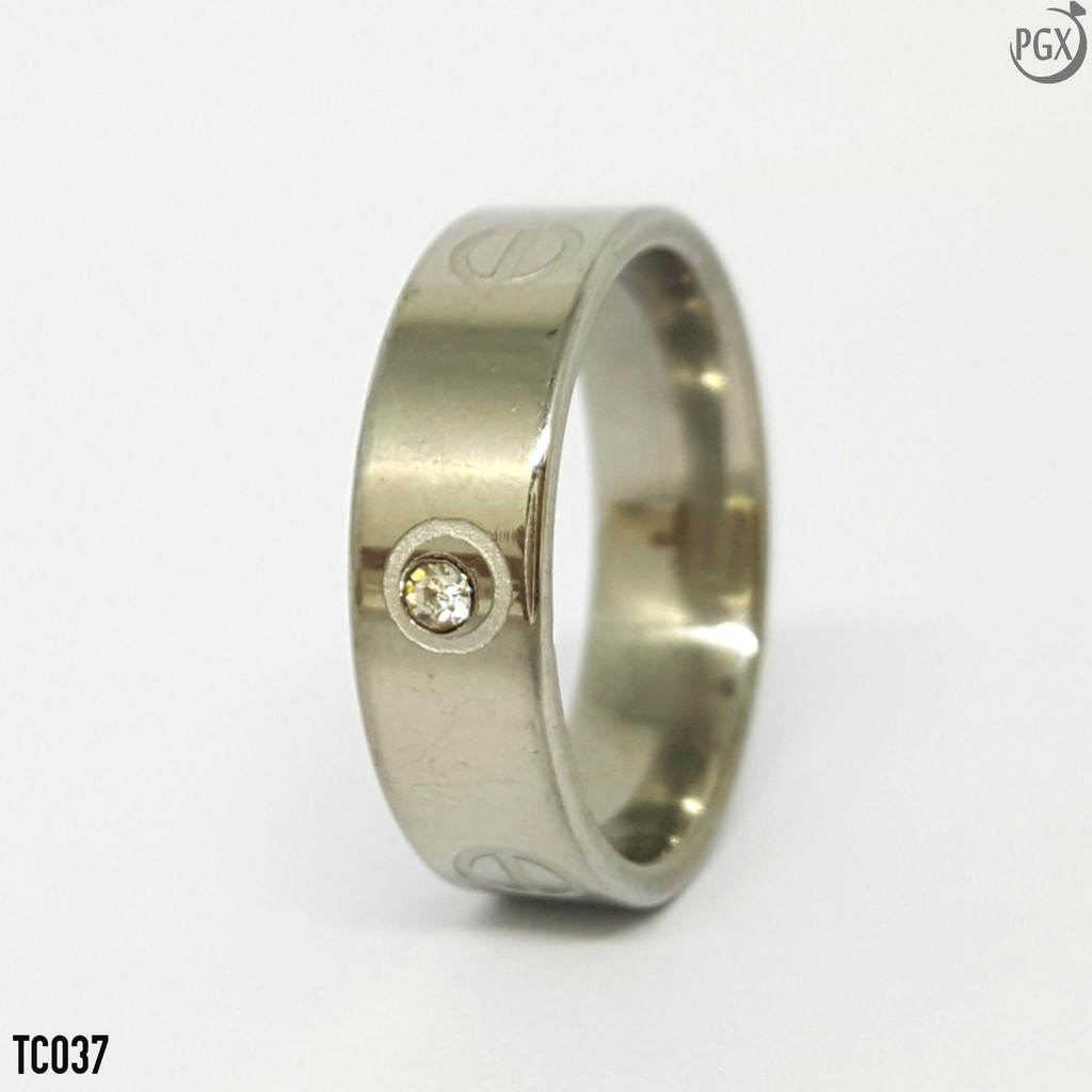 PGX Cincin Titanium Couple Silver Aksesoris Fashion Perhiasan Anti Karat - TC006