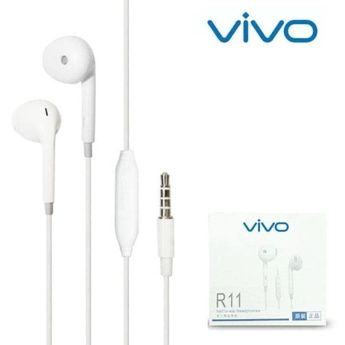 Headset Earphone R11 Original 99% Vivo Handsfree With Mic Grosir