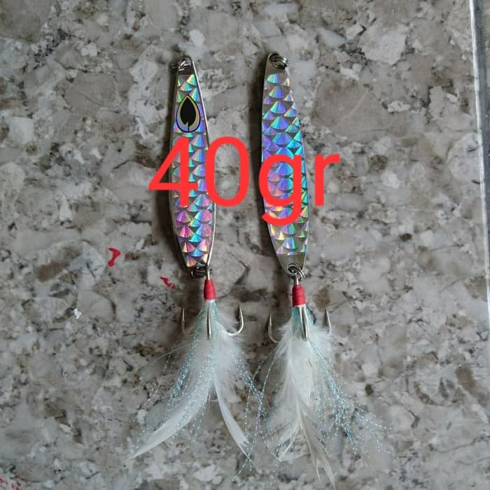 Dijual umpan tenggiri lure spoon 40gr casting bulu ayam Murah