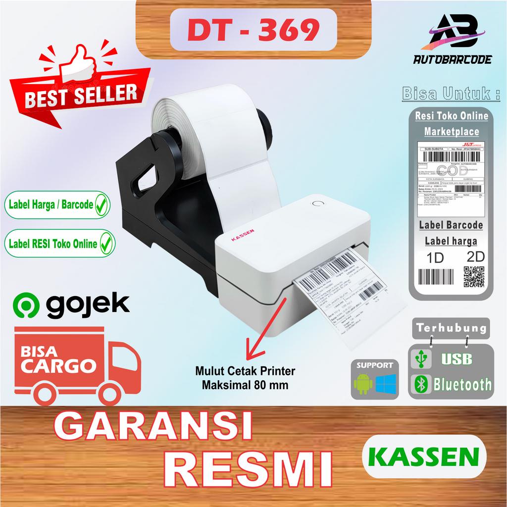 Printer Barcode Resi Label Thermal Kassen DT-369 / DT 369 / DT369 Bluetooth USB 80mm