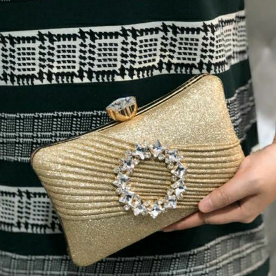 Tas Pesta JAYLA Embellished Crystal Box Clutch