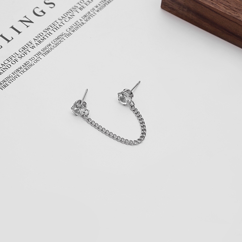 Jepang Dan Korea Selatan Gaya Hong Kong Kepribadian Lintas Bintang Stainless Steel Anting Berlian Rantai Anting Tulang Klip Anting Hip Hop-E2778-5