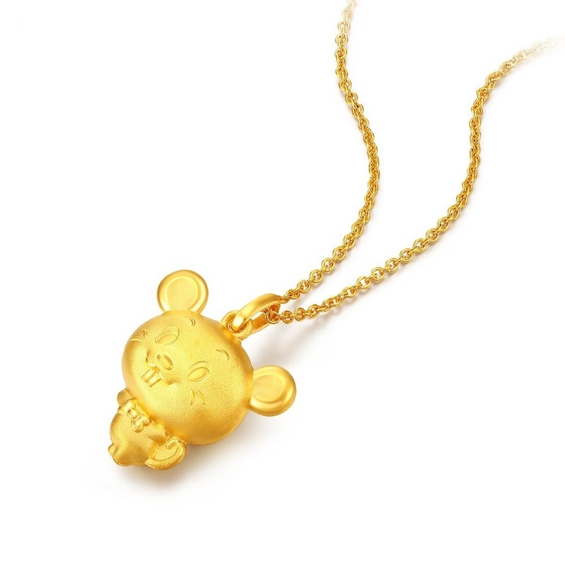 [Ready Stock]Fashion Gold-Plated Mouse Pendant Cute Animal Necklace