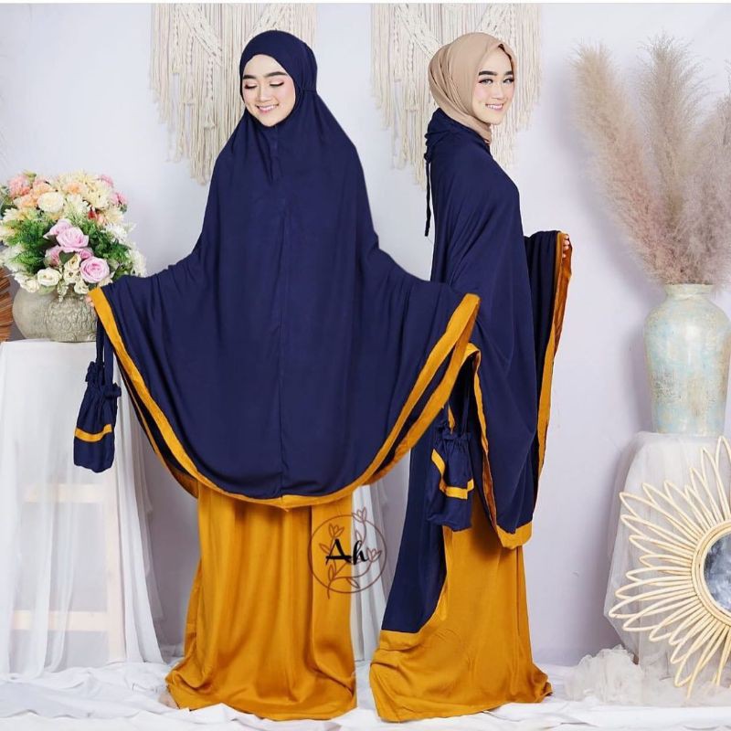 Mukenah traveling 2in1 comby new/ bahan Rayon viscose premium adem &amp; lembut