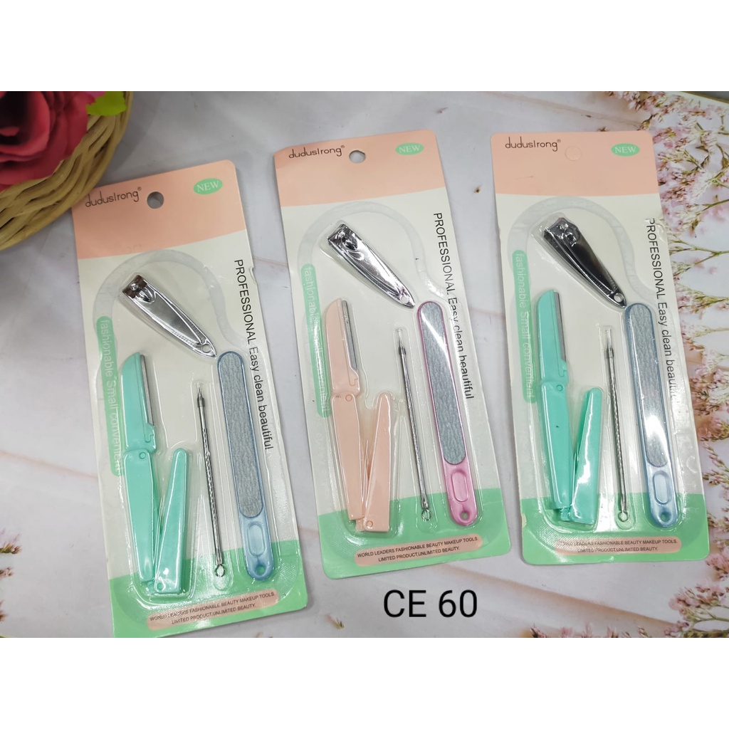 SET 4 IN 1 BEAUTY TOOLS  PERAPI ALIS STAINLESS STEEL KOMEDO GUNTING KUKU SET / PISAU CUKUR SET ALIS