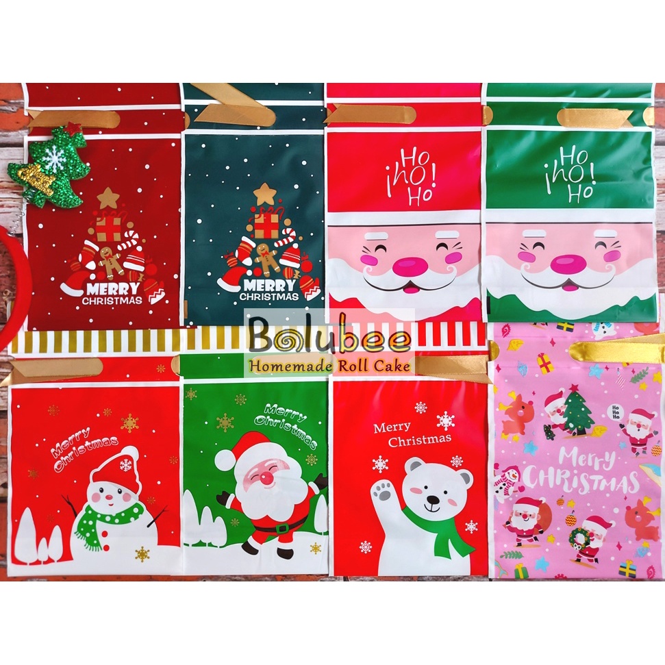 

RC04 Tas Serut Natal 10 PCS Polar Bear Santa Gingerman Snowman Candy Pouch Drawstring Doff Christmas Packaging Hampers Goodie Bag
