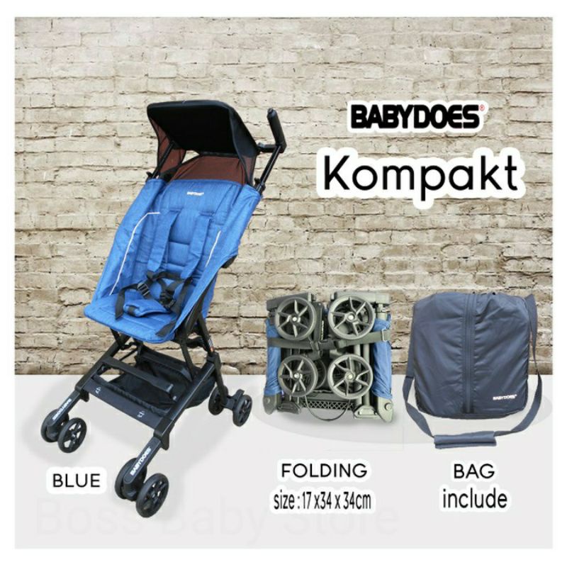 Stroller kereta dorong bayi Babydoes Kompakt cabin size mirip Pockit