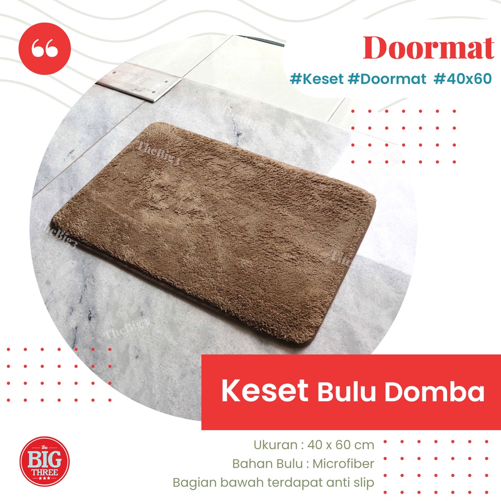 Keset BULU DOMBA 60x40 cm anti selip dan tidak mudah rontok | alas kaki bulu halus dan halus Biru Coklat Hijau Merah Abu Navy Ungu TBT