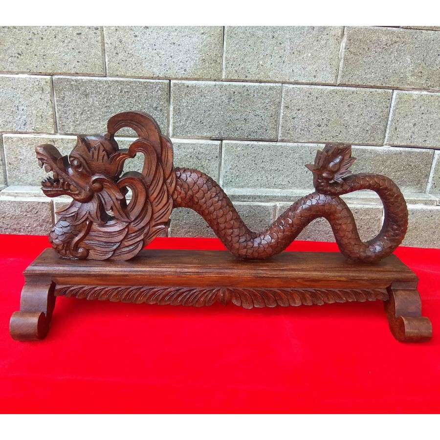Stand Samura Tempat Katana Kayu Jati Ukiran Naga Murah