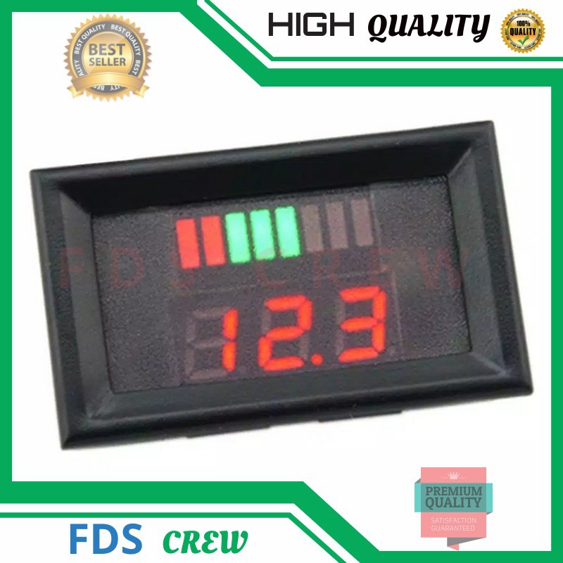 Voltmeter Mini Digital Dengan Kapasitas Aki Ammeter Untuk Sepeda, Elektronik, DLL