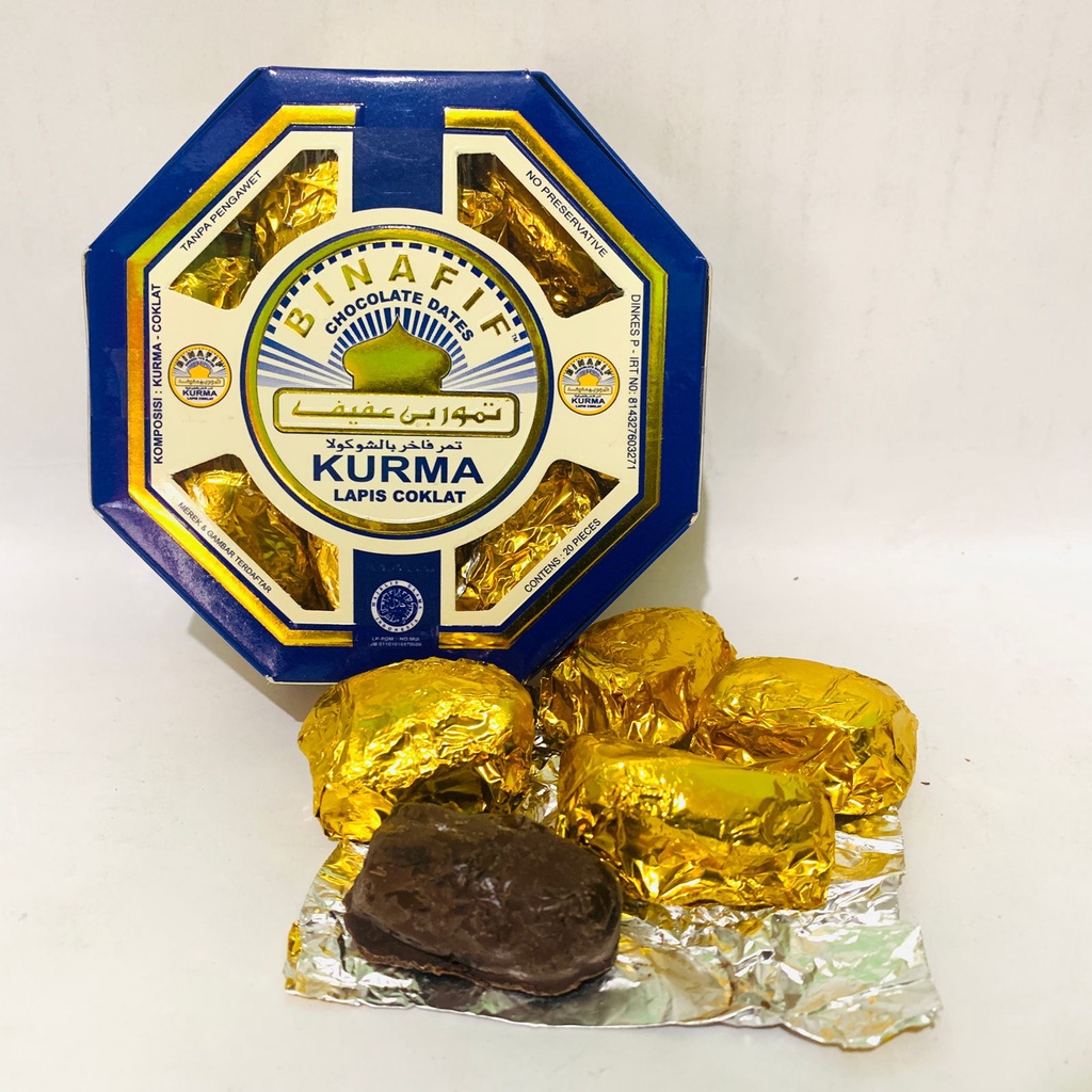

KURMA LAPIS COKLAT BIN AFIF isi 20pc KurCok Cokelat Korma Chocolate Dates Binafif CokKur Hadiah Oleh