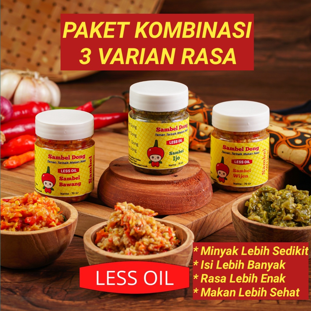 

Paket Kombinasi 3 Botol Kecil Homemade, Less Oil, Enak Kualitas Premium, Isi Sebotol Penuh, Minyak Sedikit, Pedas Gurih Bikin Nagih, by SAMBEL DONG