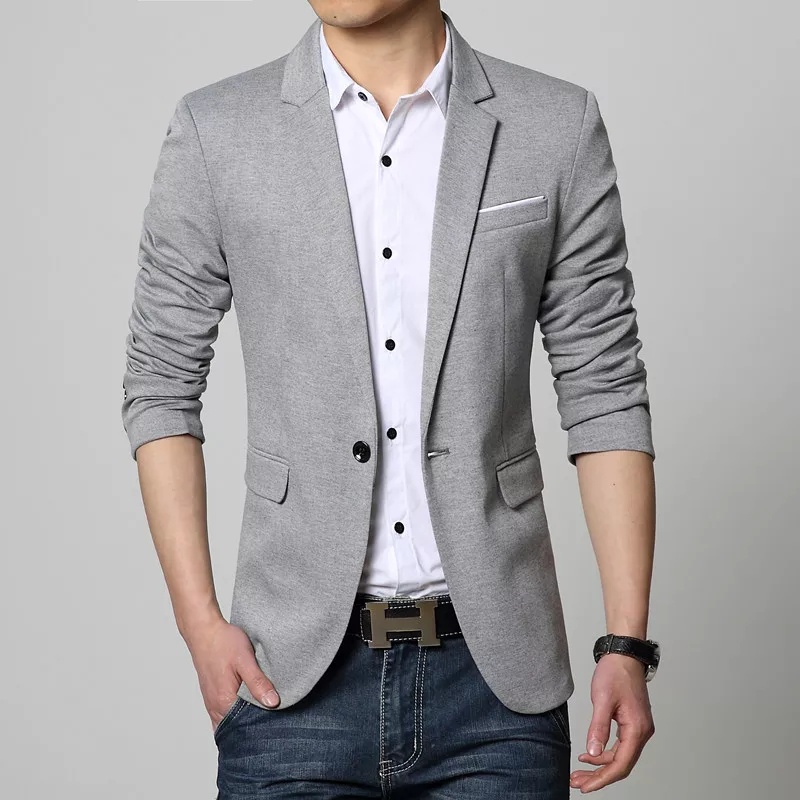 BLAZER PRIA SLIMFIT WARNA ABU ORIGINAL NIKAYU BAHAN HIGH TWIST PREMIUM - BLAZER SLIMFIT COWOK WARNA ABU MUDA ORIGINAL NIKAYU BAHAN HIGH TWIST PREMIUM