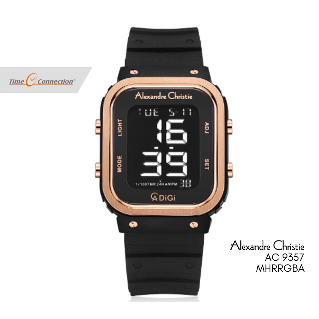 Alexandre Christie AC 9357 MHRRGBA Hitam Rosegold Original / Jam Tangan Pria Wanita Digital / Black 