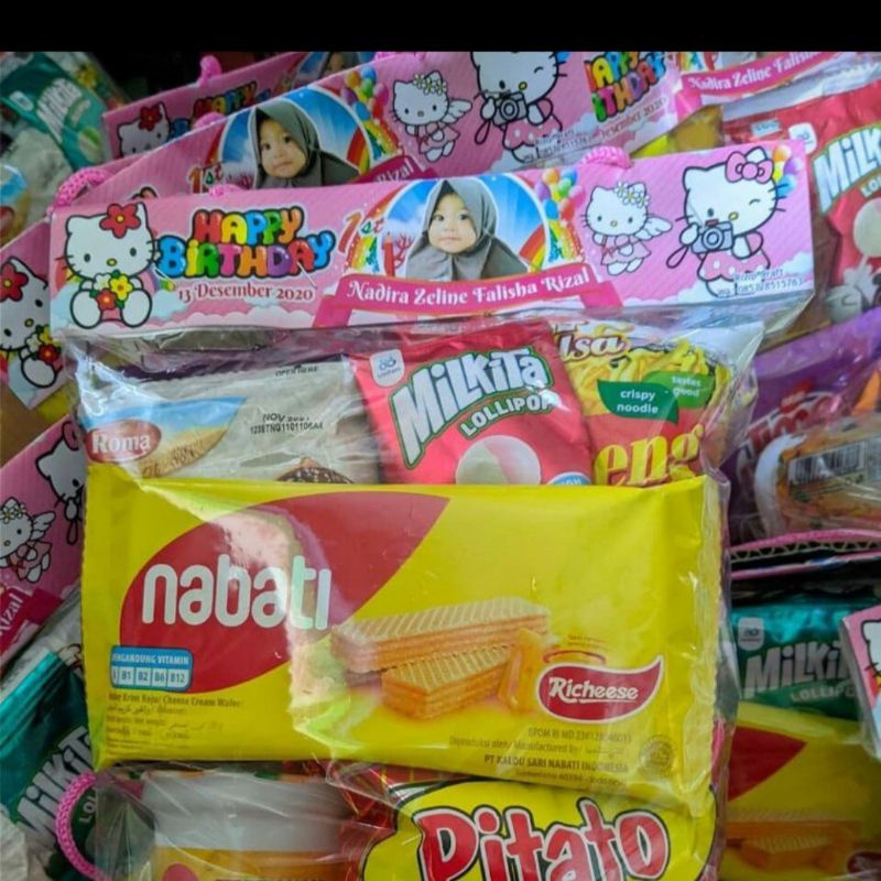 

1 pak (10 pcs) Tas Plastik Snack Ulang Tahun Label Snack Ulang Tahun / Lebaran Bingkisan Lebaran Angpao lebaran