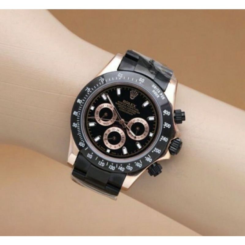 Jam Tangan Rolex Daytona Autometic Super Mewah - Rolex Autometic - Rolex Daytona Hitam Rosse Gold