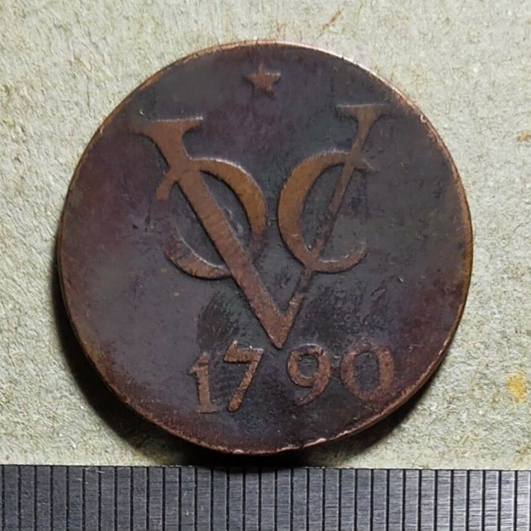 #1.VB. UANG KUNO / KOIN KUNO VOC BELANDA 2 DUIT TAHUN 1790
