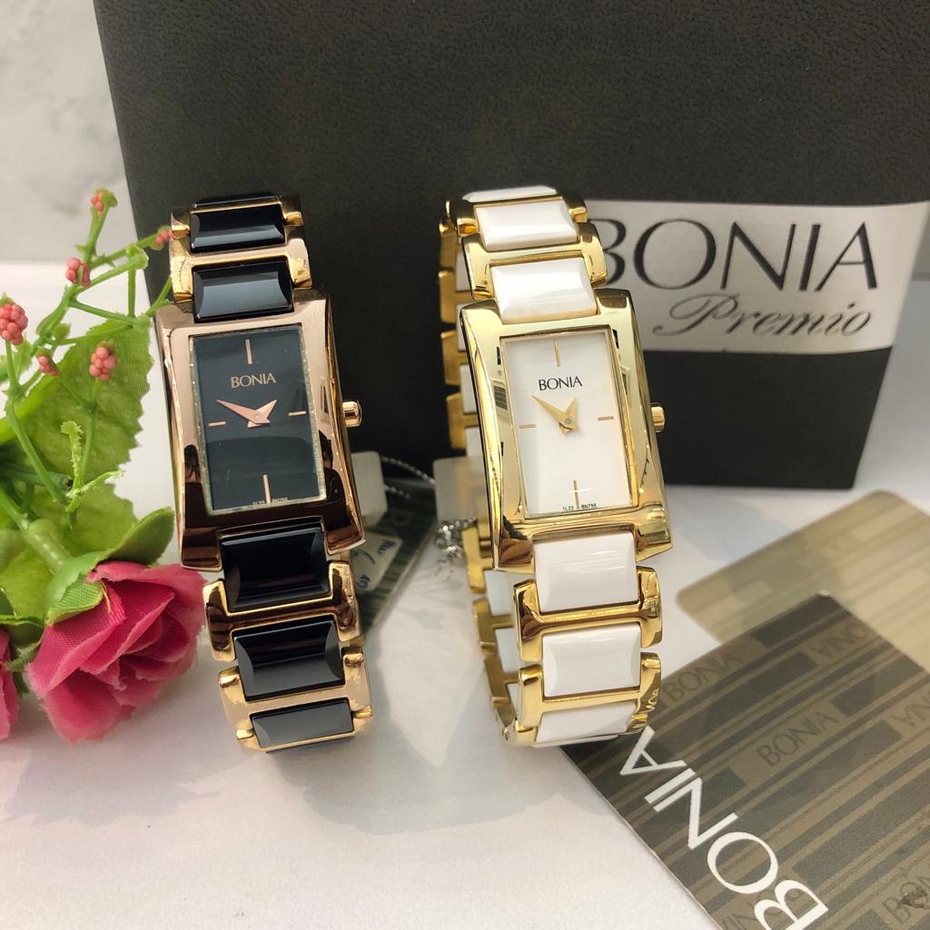 Limited Stock Jam Tangan Wanita Original Brand BONIA B755-2212 Ladies Watch Case Persegi Panjang Str