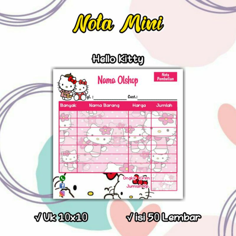 [TERMURAH] NOTA MINI OLSHOP MOTIF HK NON CUSTOM