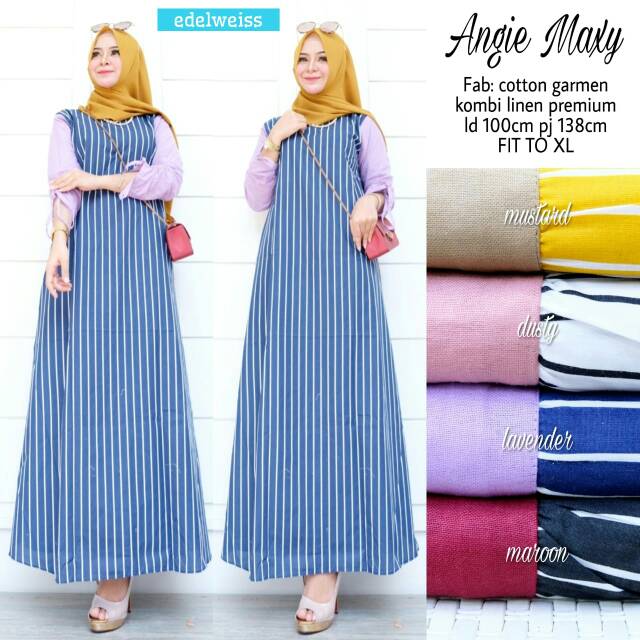 Angie Maxy Ori By Edelweiss | Gamis Syari | Gamis Kekinian | Gamis Busui | Maxy Dress