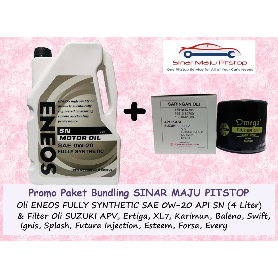 Paket Bundling Oli ENEOS MOTOR OIL SAE 0W-20 SN 4 Liter Fully Synthetic Original Formulated In Japan